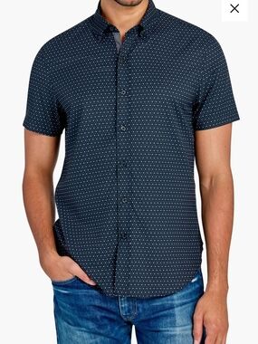 Con.Struct Slim Fit Black Button-up Short Sleeve Shirt Sz M
